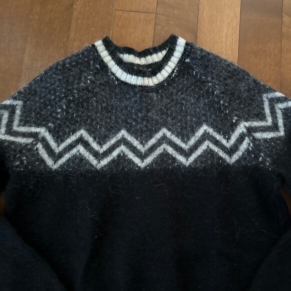 American Vintage unbranded Faire Isle Sweater black & gray size XS - Picture 7 of 12